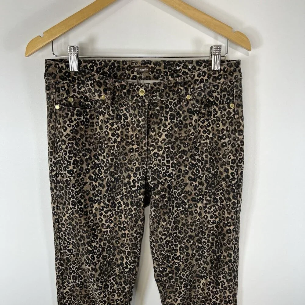 J. McLaughlin Women's Size 8 Skinny Cheetah Print Mid Rise Stretch‎ Jeans
